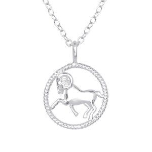 Sterling Silver Aries Zodiac Necklace